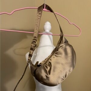 Taupe Zara Satin Shoulder Bag